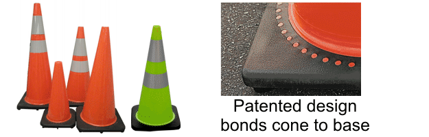 Black Base Fluorescent Traffic Cones