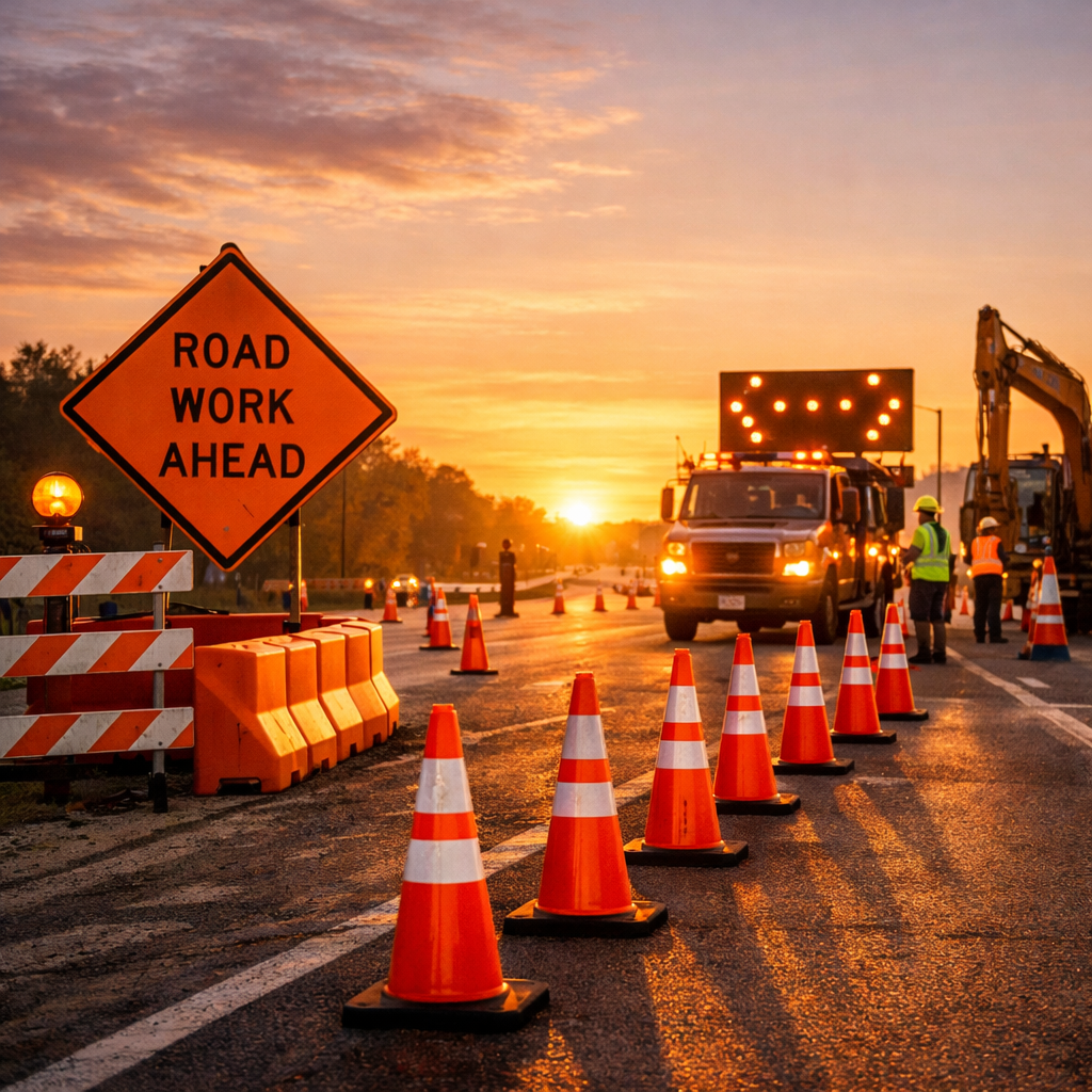 Utility Work Ahead signs